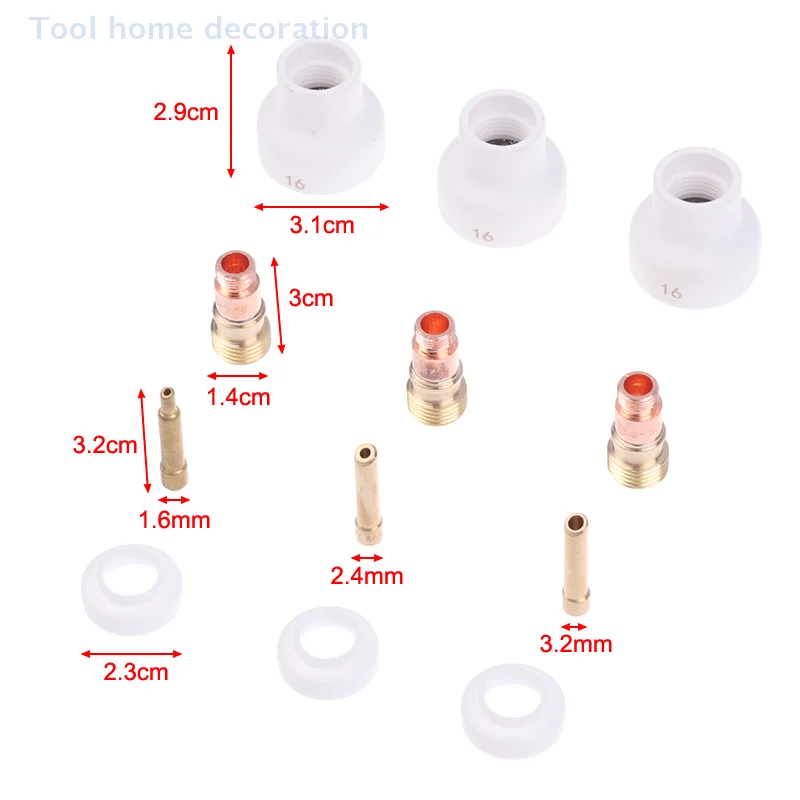4 ชิ้นเชื่อม TIG 1.6/2.4/3.2 มิลลิเมตรสีขาวเซรามิคหัวฉีดถ้วยอลูมินาชุดไฟฉาย WP17 18 26 Stubby Collets Body Gas ชุดเลนส์