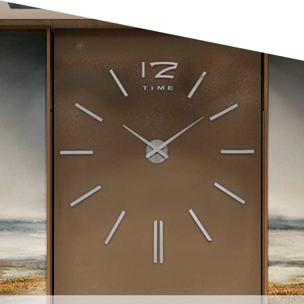 

Large Modern Frameless 3D DIY Wall Clock Silver Acrylic Mirror Surface Silent Movement Decorative Wall Clock for Home Living