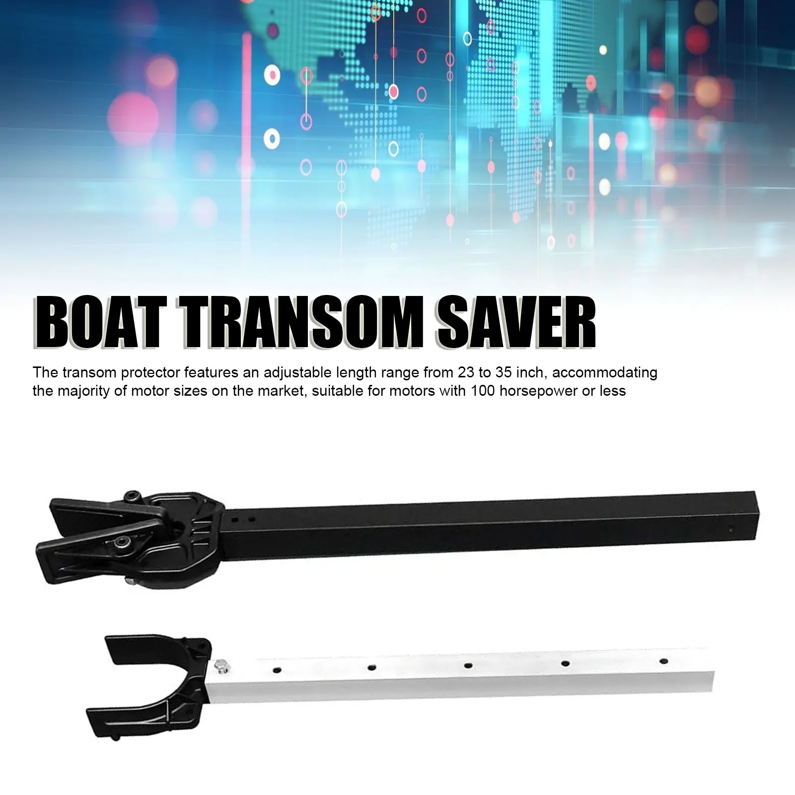 

23 to 35 Inch Adjustable Transom Protector Outboard Transom Saver with Composite Head for 100 Horsepower Motor Black