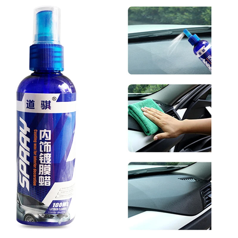 Car Plastic Renovator Spray with Waxing Sponge Auto Polish Repair Coating Protection Cars Detailing Interior Accessories 100ml