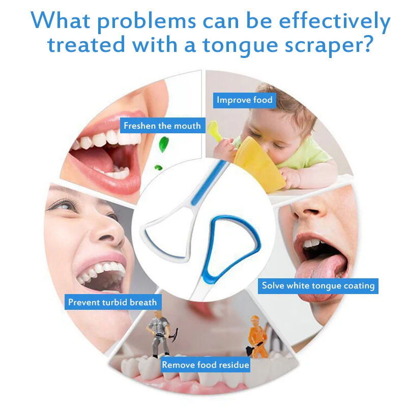 Escova raspador de língua, Oral Care, Mantenha a respiração fresca, Reutilizável, Limpadores de língua, Cor aleatória, Útil, Novo