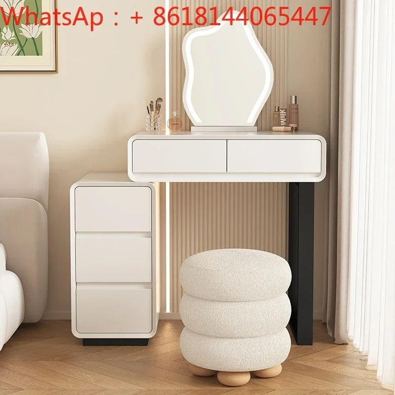 

Solid wood paint dresser small apartment light luxury bedroom modern simple bedside table integrated corner makeup table