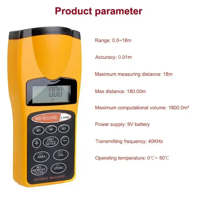 

CP-3007 Handheld Multifunction Distance Meter Measurer Rangefinder Laser Pointer Measuring Mini Digital Tape Range Finder CP3007