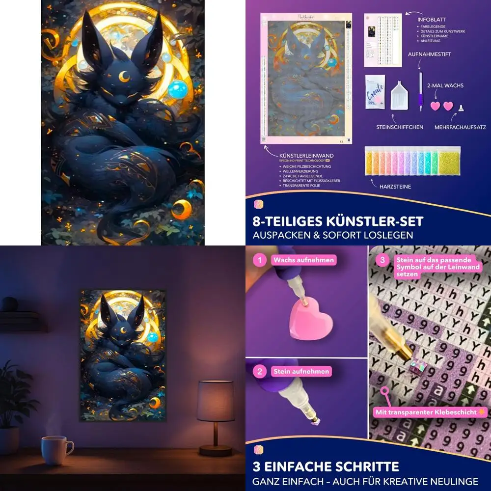 

Adults Diamond Art Kit - 40x60 cm Night Creature Theme with AB Stones and Fairy Duststones for Relaxing Craft Hobby