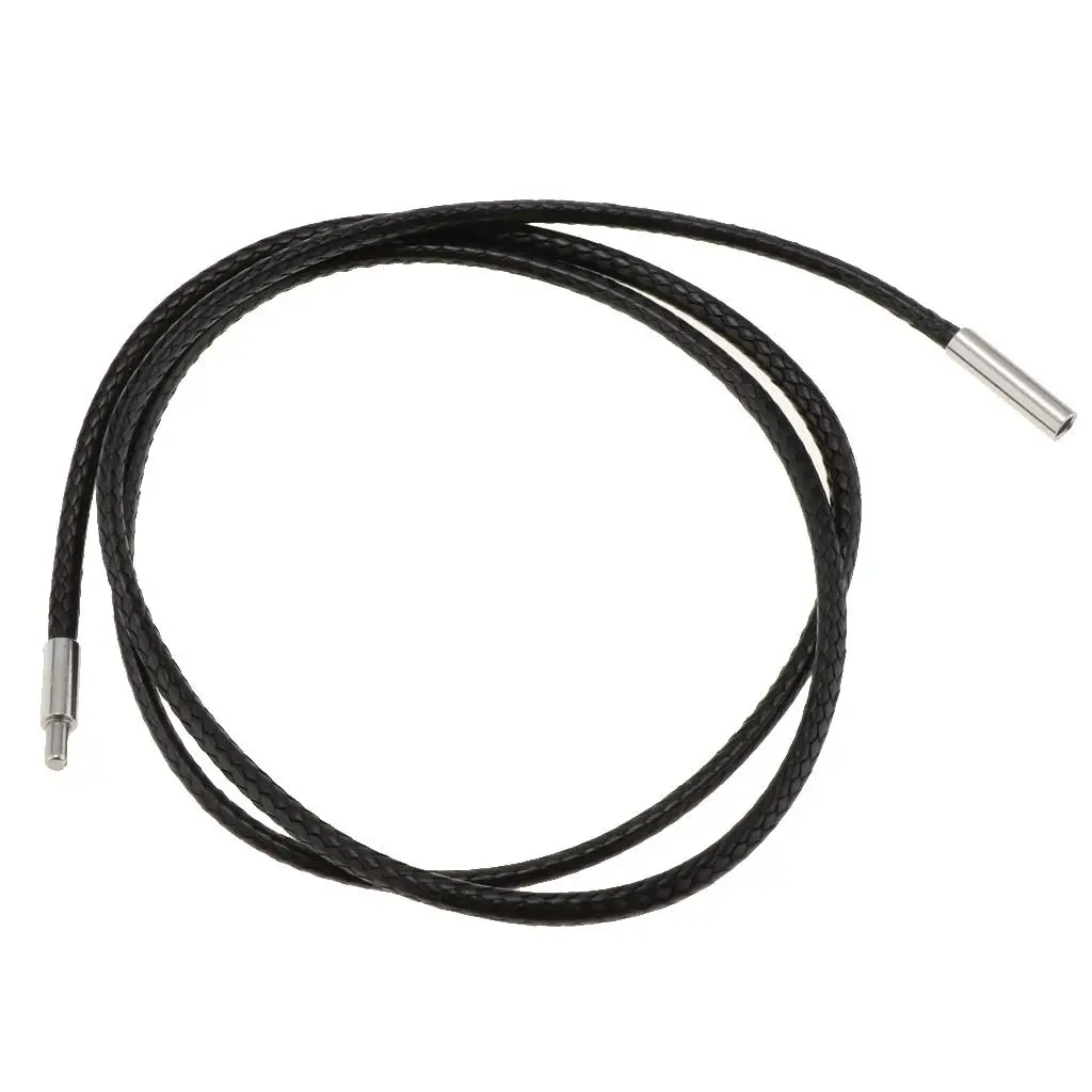 Necklace Rope Cord Black Waxed String Stainless Steel Extension Chain for Women Men Pendant Jewelry