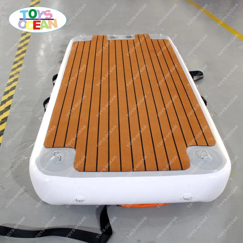 2x1x0.2m  Teak Drop Stitch Sunbathing Yoga Water Pontoon Platform Inflatable Yacht Island Floating Dock