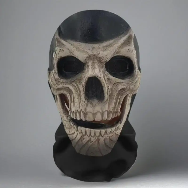 Halloween Ghost 3D-geprint masker, rekbaar mesh volledig hoofdaccessoire, leuke horror cosplay party Halloween