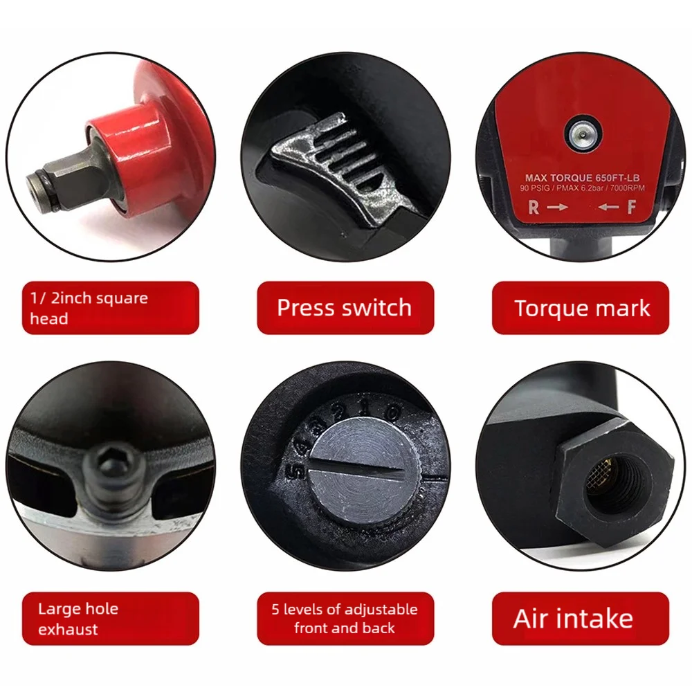 AhuHardware 1/2 High Quality Mini Pneumatic Impact Wrench Car Repairing Impact Wrench Tools Auto Spanners 7000 R.P.M