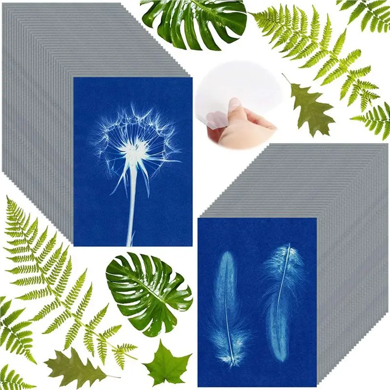 Premium-120 Sheets Sun Print Paper Cyanotype Paper Kit, A6 Sun Art Paper With 2 Plastic Tool For Sun Printing, Solar Paper