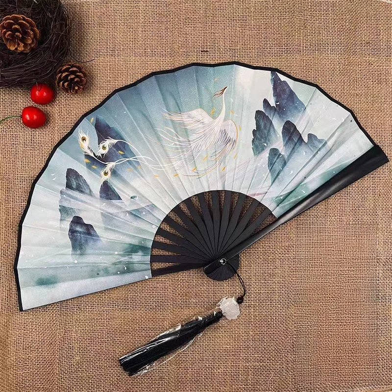Klapp ventilator im chinesischen Stil, klassisches Tanz tuch, Vintage-Kunststoff-Tier drachen druck, Hand ventilatoren, Requisiten, Cosplay