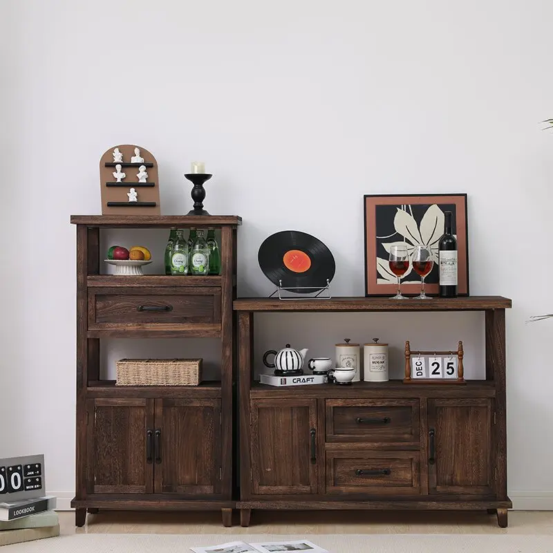 Solid wood dining side cabinet, shelf, double-layer living room, a few cabinets next to the wall side cabinet, tea cabinet, entr