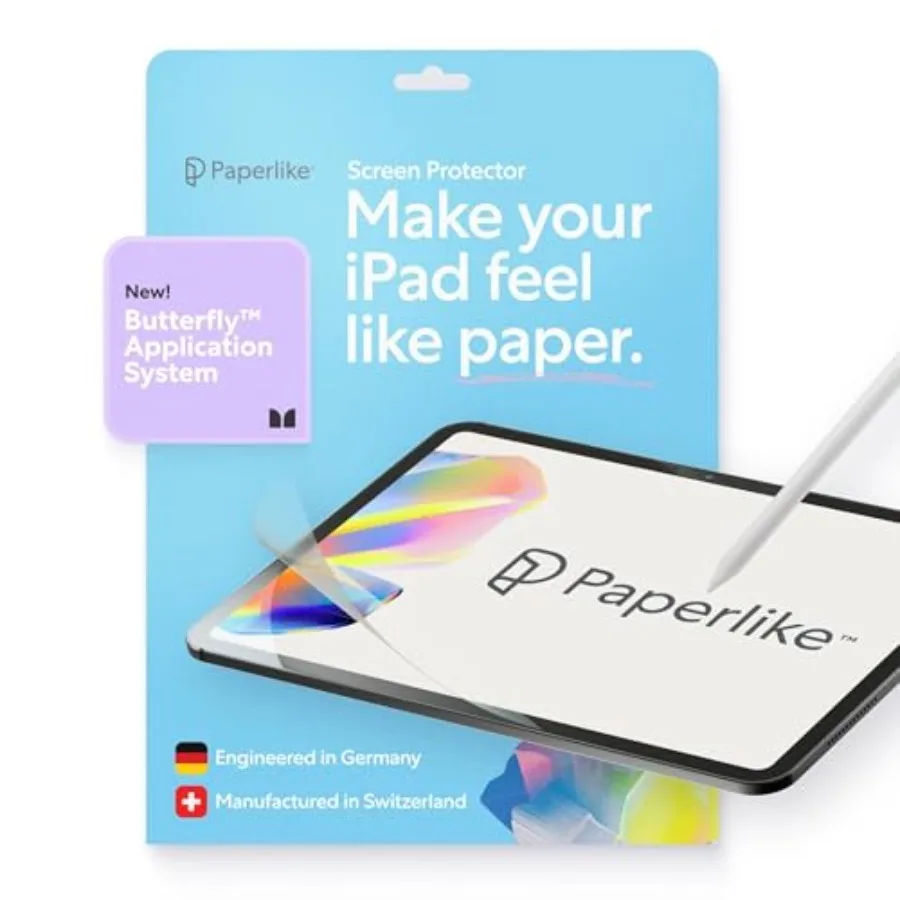 

3 защитных стекла (2x) для iPad Air 13 дюймов (M4/M3/M2) и iPad Pro 13 дюймов (M5/M4) с эффектом бумаги, без пузырьков, с технологией Butterfly Pr