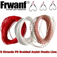 Frwanf PE 20M/Lot 8 Braided Assist Line for Saltwater Fishing Jigging Hook Trolling Lure Tied Cord Diving Spear Fishing Rope