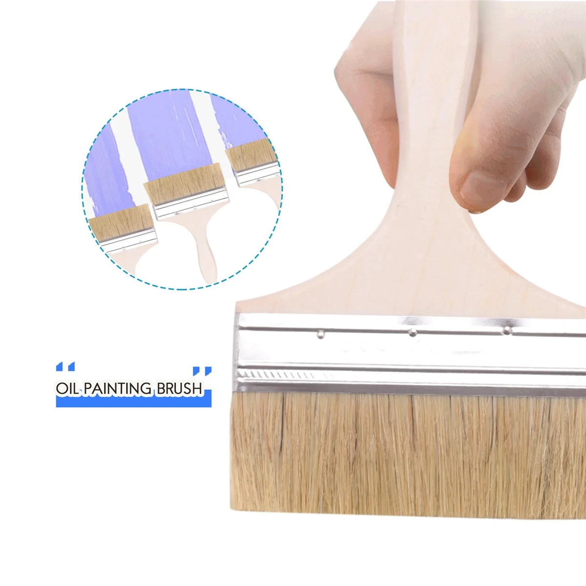 220 x 135mm Wide Bristle Hair Wooden Handle Paint Brush Wall Painting Tool