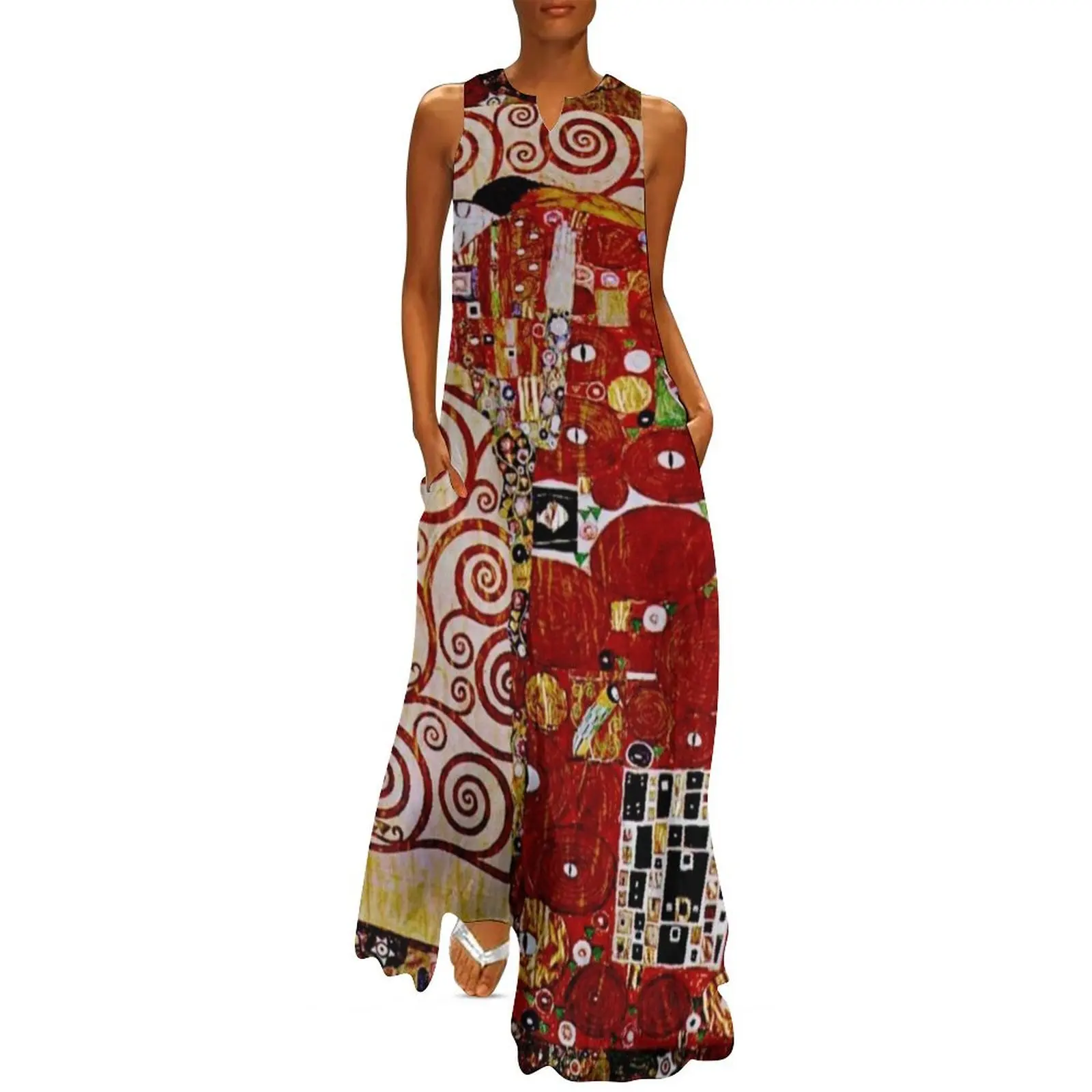 

Fulfillment The Tree of Life by Gustav Klimt Detail - Red Long Dress Dance dresses Dress