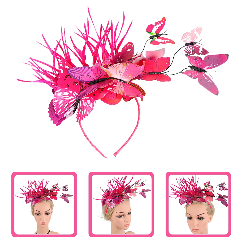 

Aldult Butterfly Headband Woman Wedding Headpiece for Bride Abs Fascinator Hat Butterflies