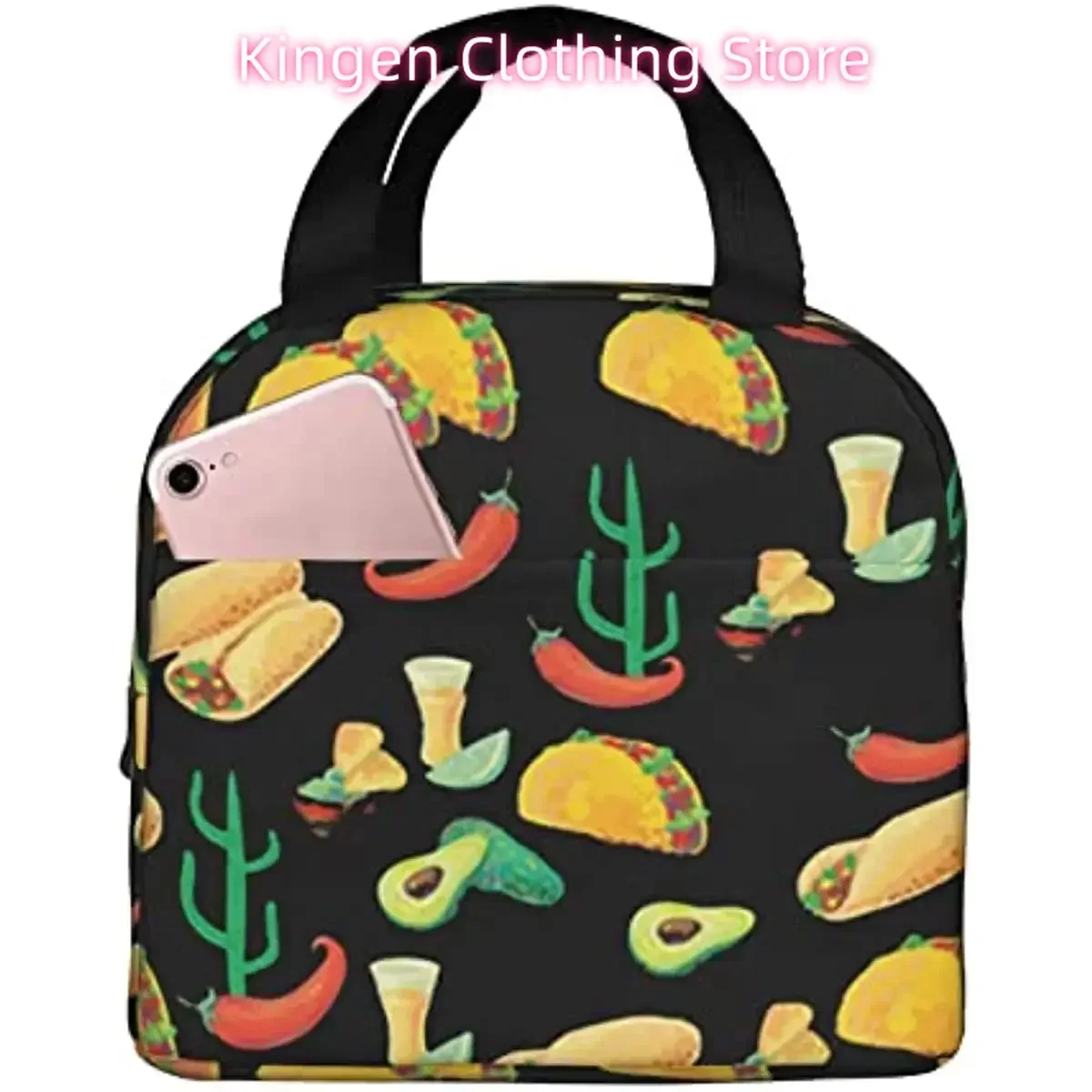 Reusable Lunch Tote Bag Mexican Seamless Food Insulated Lunch Bag Durable Cooler Lunch Box
