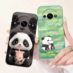 For Xiaomi Redmi A3 Case Lovely Panda Cartoon Anti-Fall Funda Soft Silicone Matte Cover For Xiomi Redmi A3 A 3 RedmiA3 4G Bumper