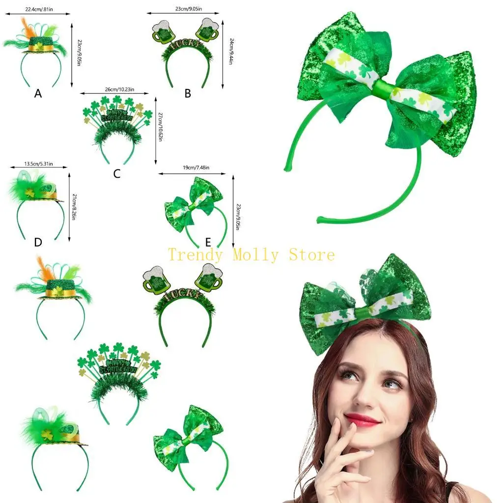 

N5KB Lightweight Green Hairband Parades Celebrations Comfortable Hair Ornament