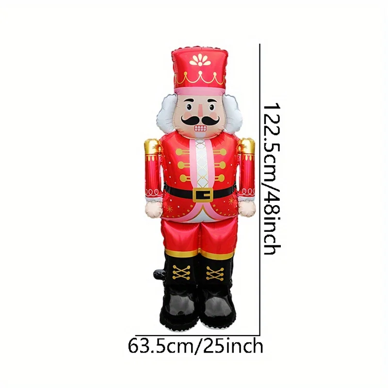 1 بالون كسارة البندق مقاس 48 بوصة لعيد الميلاد، زينة جو حفلات أعياد الميلاد باللون الوردي والأحمر، دعائم للمناسبات الداخلية/الخارجية #5