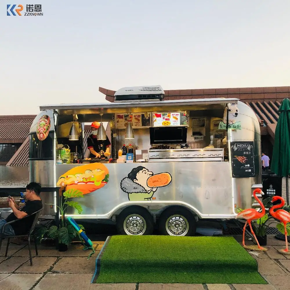 Hot Dog Pizza BBQ Ice Cream Cart Mobile Bar Concession Food Trailer Airstream Food Truck With Full Kitchen Restaurant Equipment