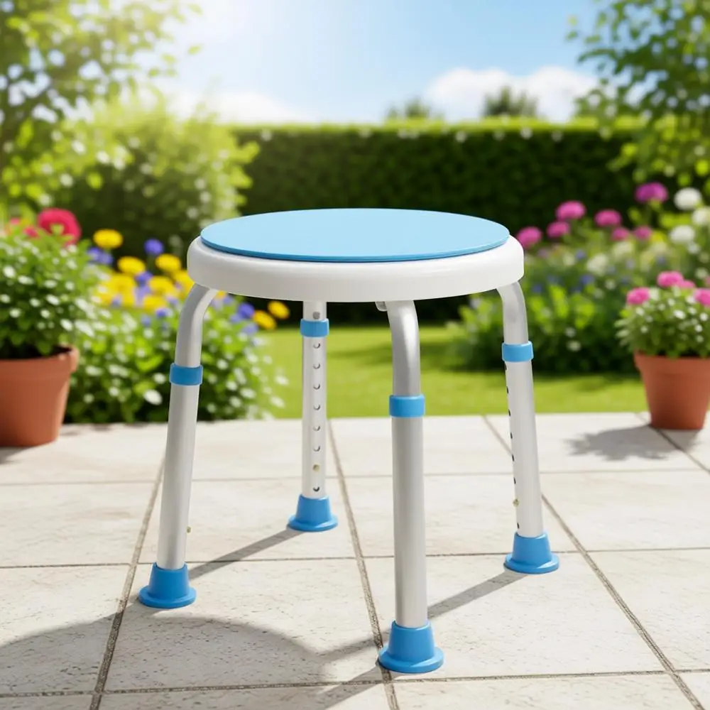 

Регулируемый поворотный стул для душа с противоскользящими резиновыми наконечниками для безопасности и устойчивости