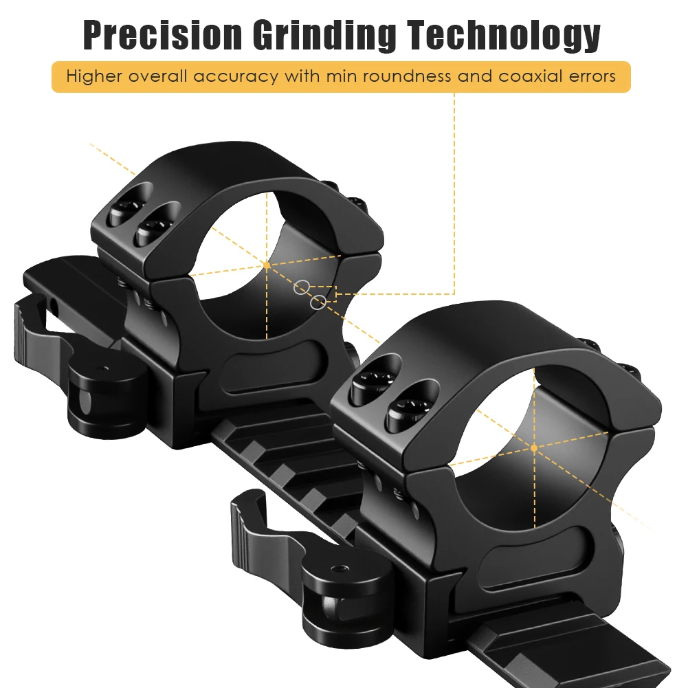 UniqueFire 1" 25.4mm Quick Release Precision Rifle Scope Rings Aluminum Picatinny Rail Base Fixed with 20mm Picatinny view 5