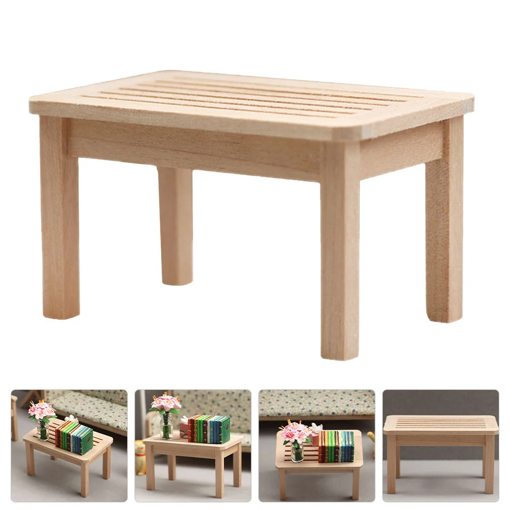 Muebles Decoración Taburete Modelo Accesorio para niños Escritorio de madera maciza Adorable niño de madera en miniatura