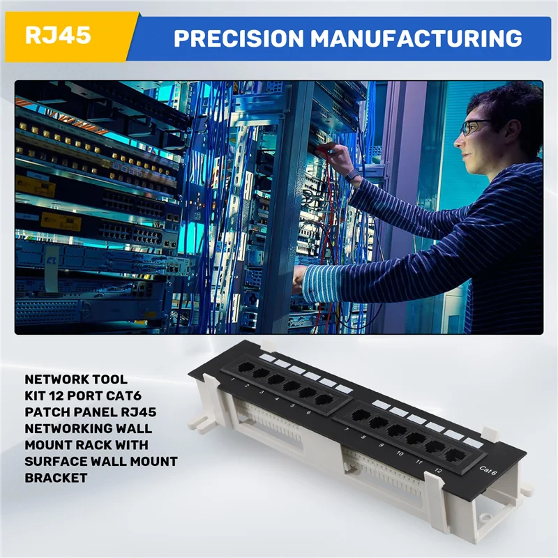 

Superior-Network Tool Kit 12 Port CAT6 Patch Panel RJ45 Networking Wall Mount Rack With Surface Wall Mount Bracket