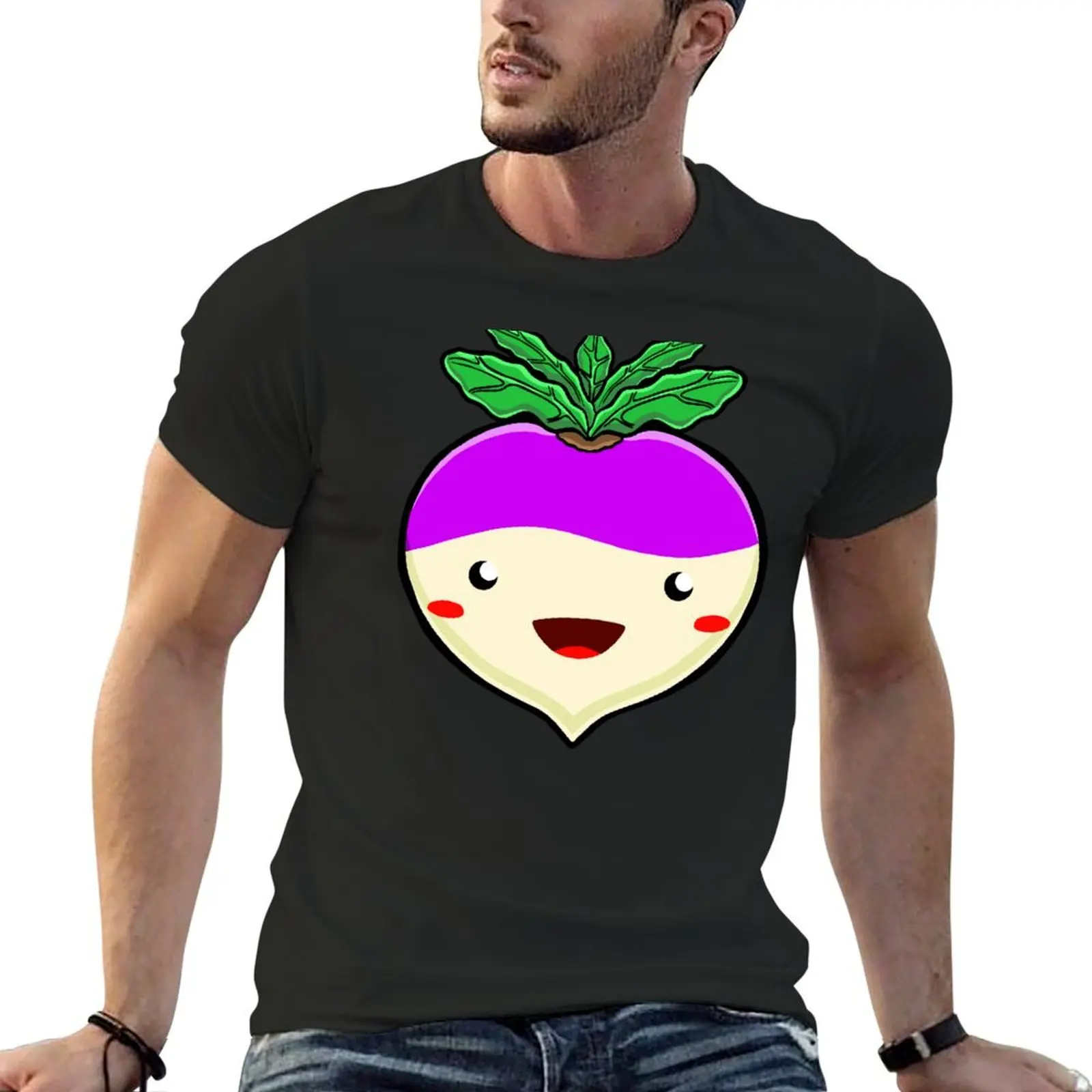 happy turnip T-shirt funnys vintage korean fashion heavyweight t shirts for men