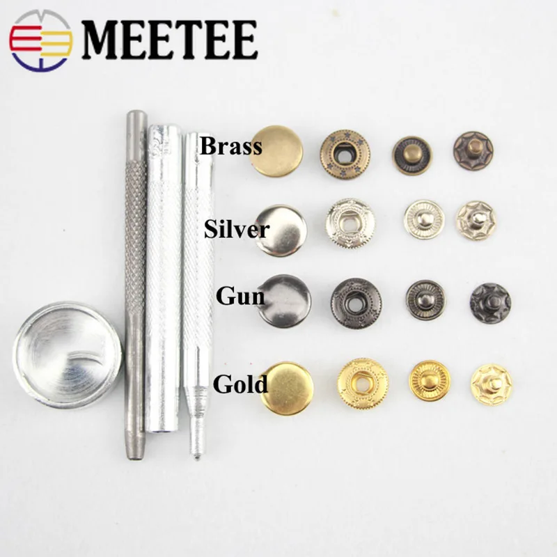 20sets Meetee 10-20mm 655# 633# 831# Snap Buttons Press Stud Rivet Fastener Sewing Leather Craft Coat Clothes Accessory + Tools