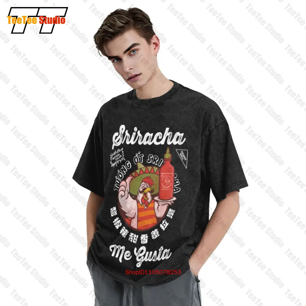 تي شيرت Me Gusta Sriracha Hot Chili Sauce Vintage كبير الحجم 5ZWS