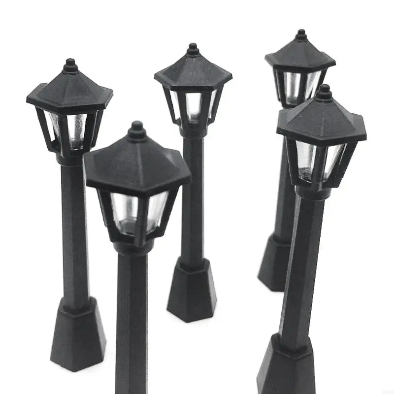 E06B Модель железнодорожных железнодорожных железнодорожных поездов 4pcs Post Lights for Doll House Fairy Garden