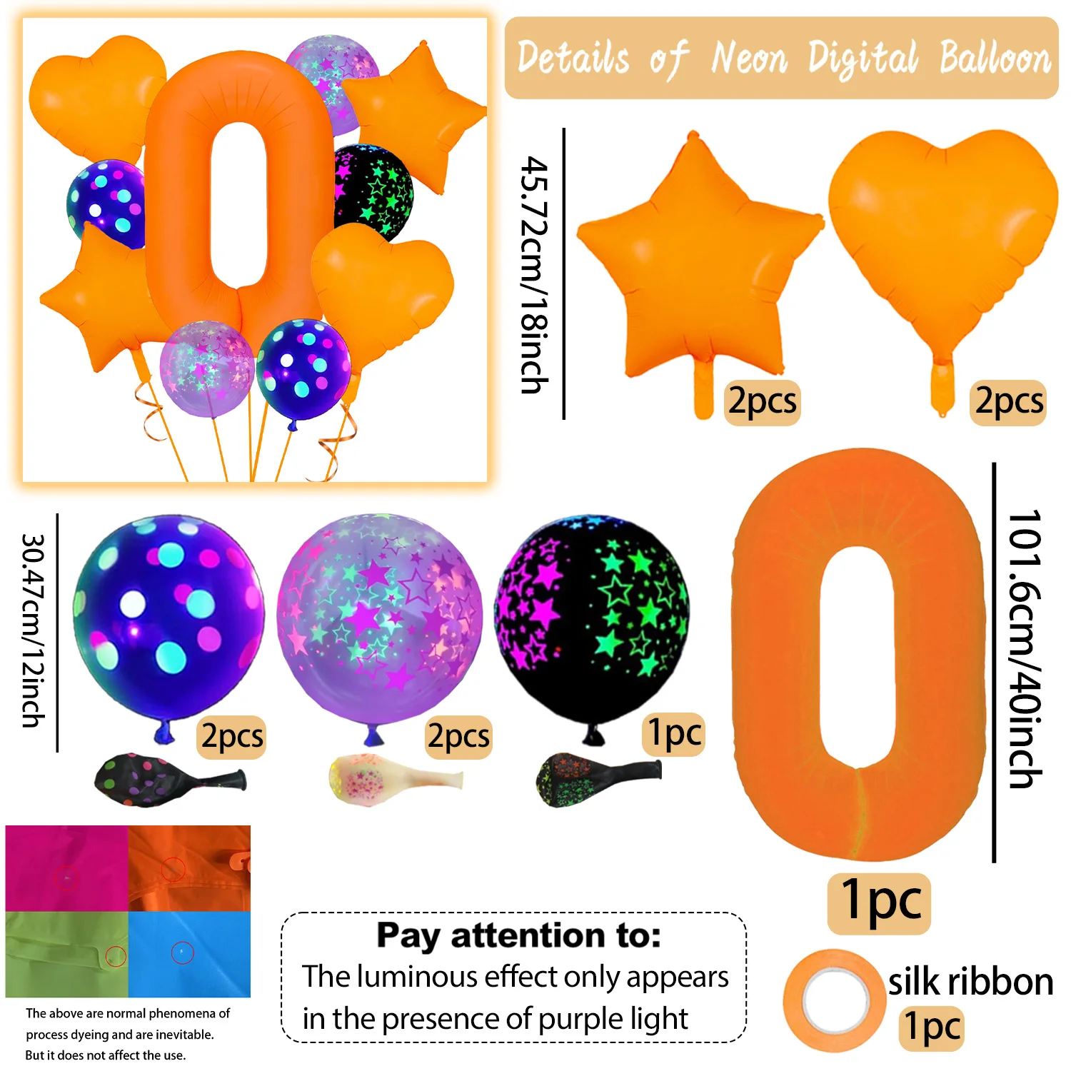 Neon-Fluoreszierender Ballon, 40 Zoll Fluoreszierender Oranger Digitaler Aluminiumfolienballon, Latexballon, Verwendet für Geburtstagsfeiern – Detail 5
