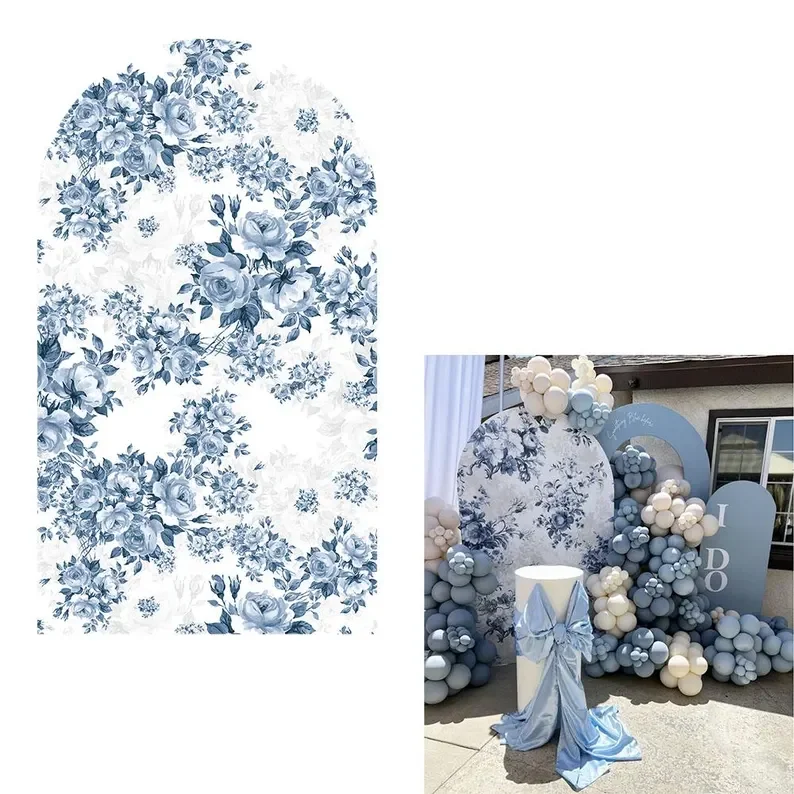 Mehofond-青い花のアーチの背景カバー,結婚式の花,ブライダルシャワー,パーティーの装飾,マタニティ,ベビーシャワー