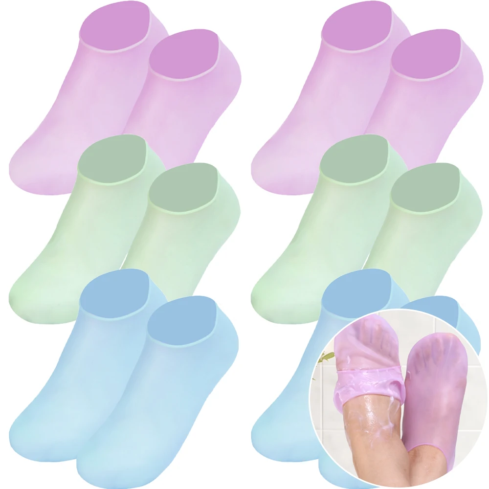 1-3pairs Moisturizing Foot Socks Anti Cracking Dry Dead Skin Foot Spa Tools Protective Feet Cover Reusable Silicone Gel Stocking