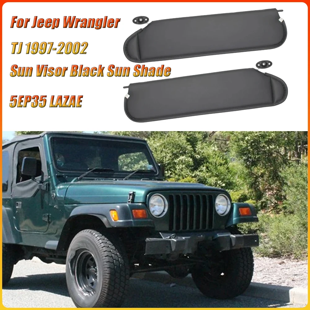 

For Jeep Wrangler TJ 1997 1998 1999 2000 2001 2002 Car Interior Sun Visor Black Sun Shade Left Right Driver Passenger Side
