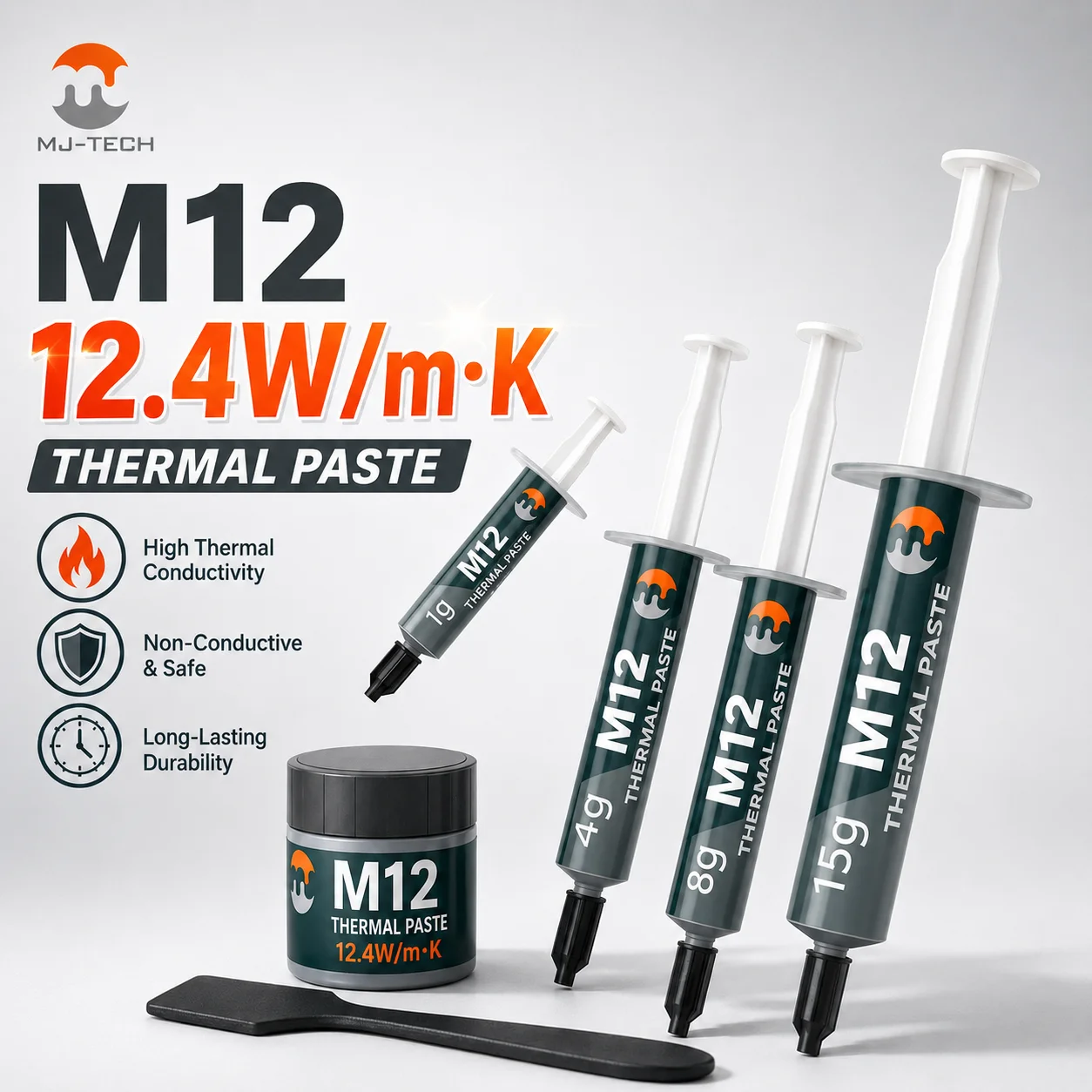 M12 High‑Performance Thermal Paste 12.4W/mK Pasta Termica 1g 4g 8g 15g 30g For CPU GPU PS5 Laptop Desktop Heatsink Cooling