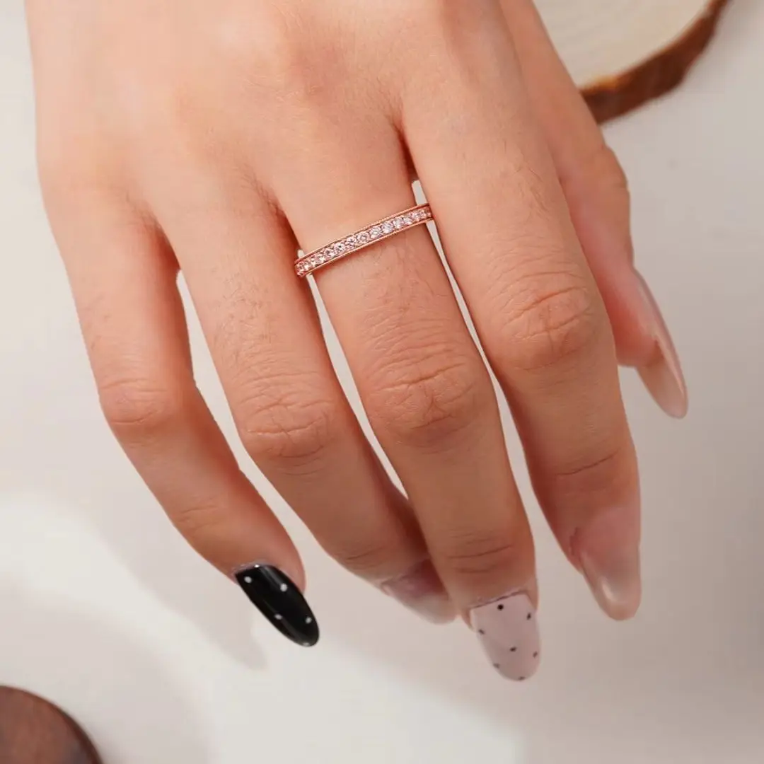 0.57ct Full Eternity Pink Diamond Brilliant Lab Grown Diamond CVD 14K Gold Band Ring glam NGTC Certified Loose Diamond Wholesale
