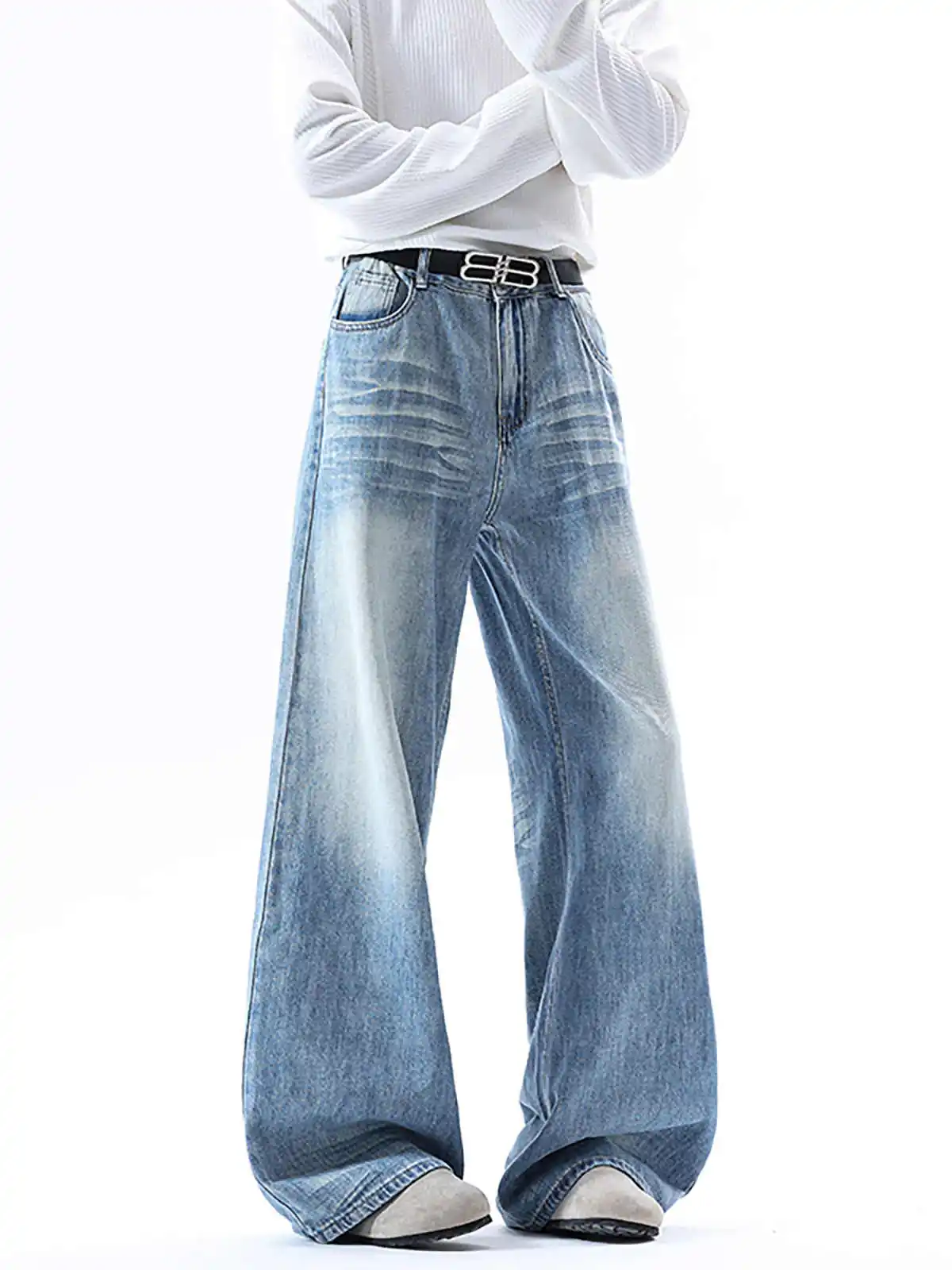 Damen Blau Y2k Baggy Mom Jeans Harajuku 90er Jahre Vintage Denim Hose Japanischer 2000er Jahre Stil Boyfriend Jeans Hose Übergroße Kleidung