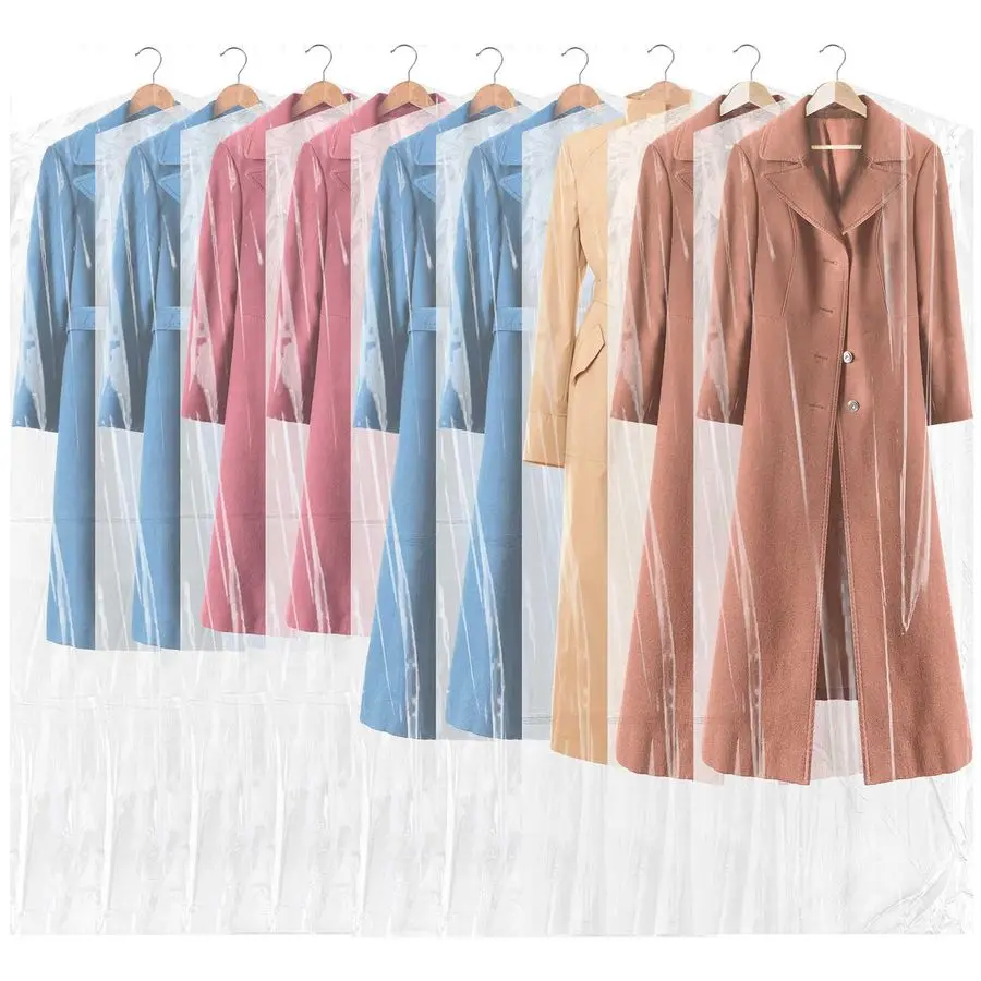 

Прозрачные пластиковые пакеты для одежды 72 дюйма, для хранения и сухой чистки, оптом, для длинных платьев, защита от пыли