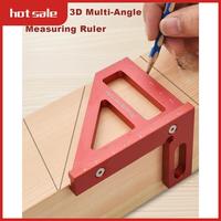 Multi-Angle Measuring Ruler,45/90 Degree Aluminum Alloy Woodworking Square Protractor,Miter Triangle Ruler Easy Install Red