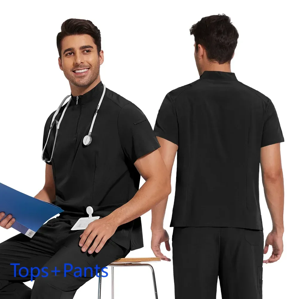 Uniformes médicos enfermera salón de belleza ropa de trabajo clínico Unisex Tops pantalones médico traje de enfermería uniformes quirúrgicos tienda de mascotas ScrubsSet