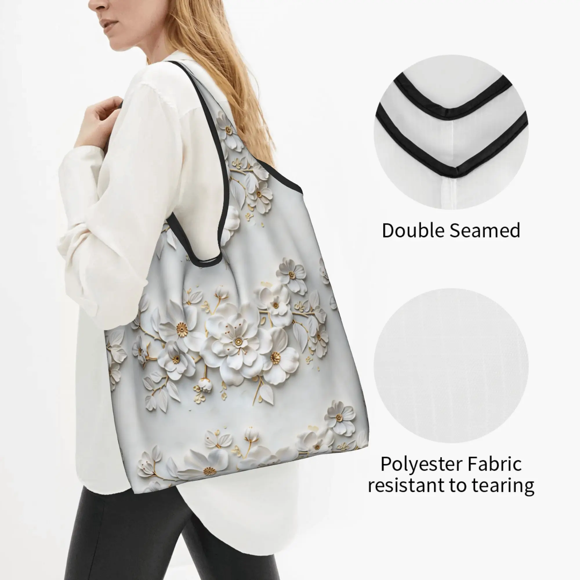 Fashion Print Trend 3D Floral Victorian And Italian European Style Tote Shopping Bags Portable Shoulder Shopper  Handbag