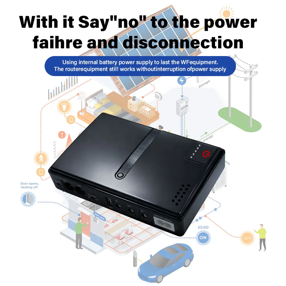 Mini DC UPS Uninterruptible Power Supply 18650 Replaceable Battery Backup 5v 9v 12v 220V for Router Wifi Modem (Without Battery)