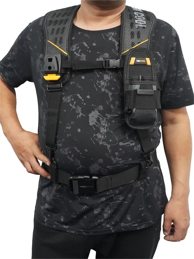 TOOLSTACK TSK-41B + TSK-51G herramienta de construcción cinturón tirantes cinturón acolchado hebilla resistente cómoda almohadilla de hombro de espuma