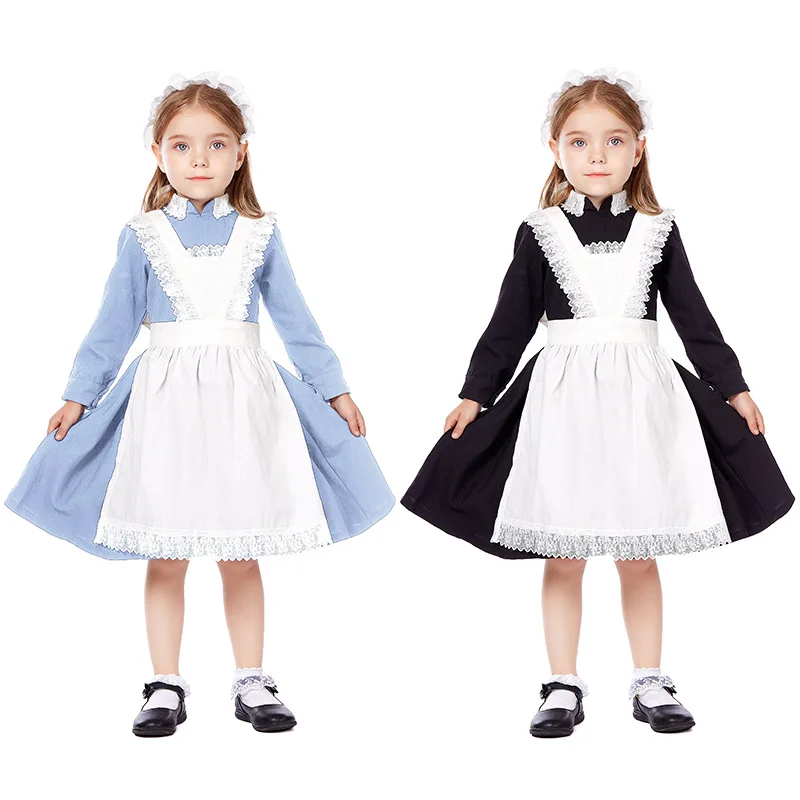 Costume de Cosplay de Demoiselle d'Honneur Mignonne, Tablier Lolita, Mini Robe en Dentelle, Tenue de Servante Paysanne Médiévale pour Bol, Grande Taille