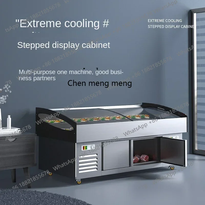 New arrive Refrigerated Display Cabinet Three-Step Commercial Fresh-Keeping Freezer Food Displaying Refrigerator
