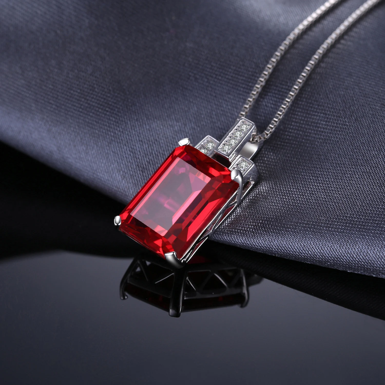 JewelryPalace 9ct Created Red Ruby 925 Sterling Silver Pendant Necklace for women Engagement Party Jewelry No Chain New Arrival