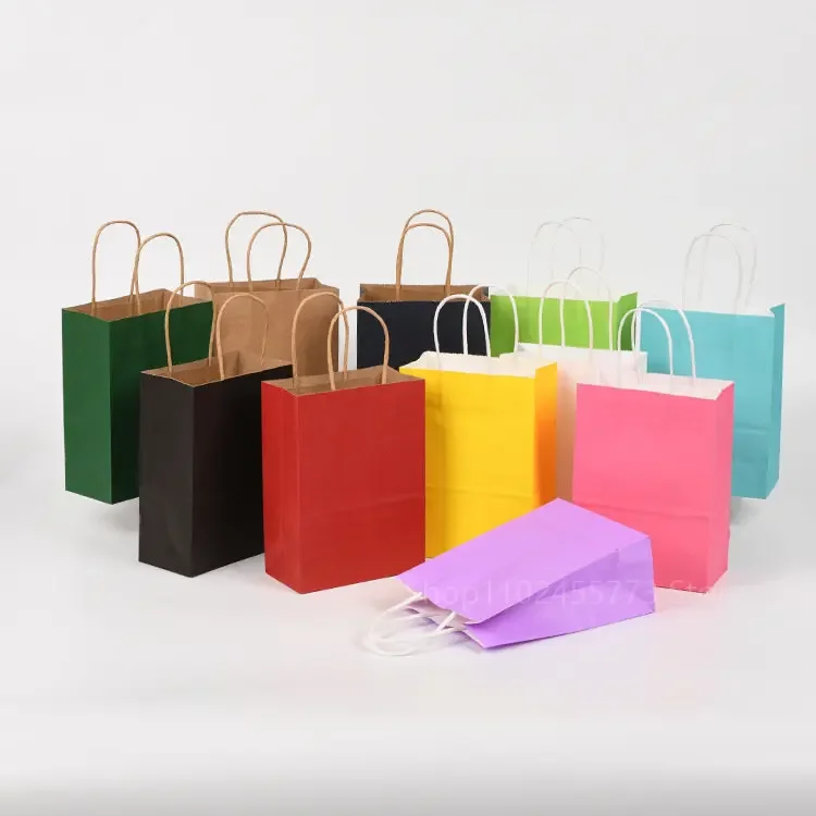 DIY Multifunções Reciclável Kraft Paper Bag com Alças, Presente Festival, Compras, 5 Pcs, 10 Pcs, 20 Pcs, 30Pcs